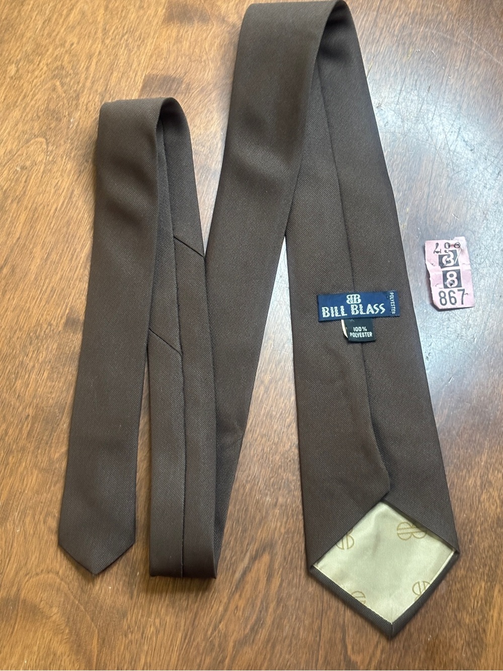 Bill Blass Dark Brown Solid Silk-Look Tie